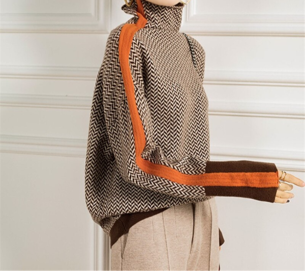 Fanny – Col roulé luxe motif chevron