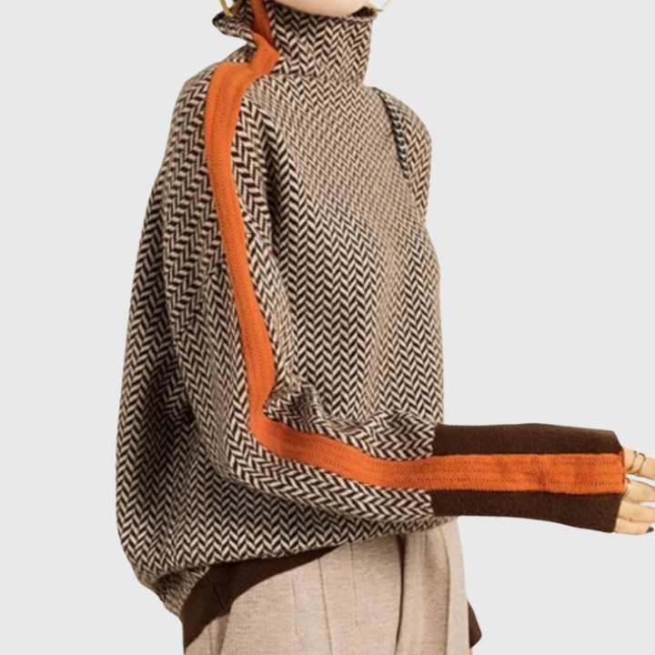 Fanny – Col roulé luxe motif chevron