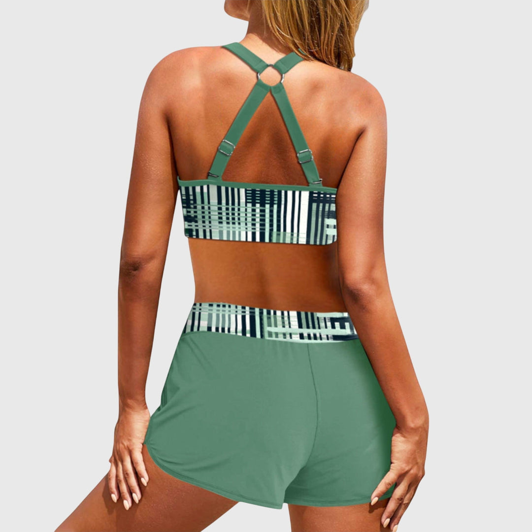 Janelle - Bikini Taille haute Rayé