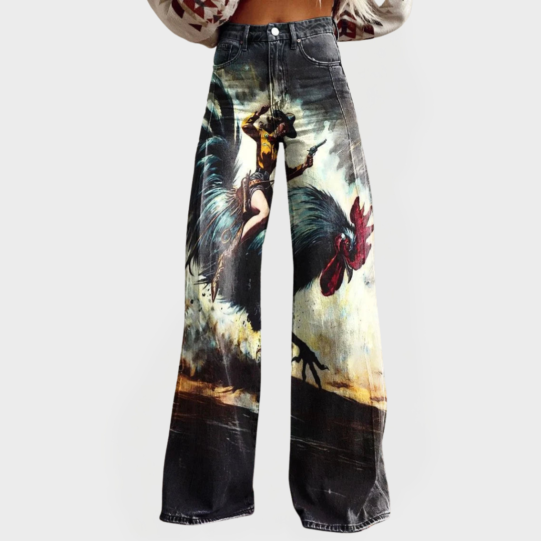 Jeans Confortables avec Design Graphique