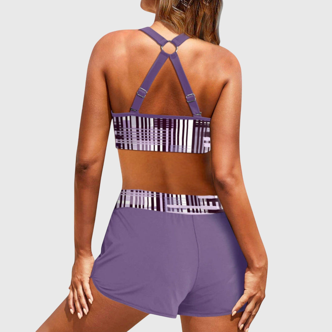 Janelle - Bikini Taille haute Rayé