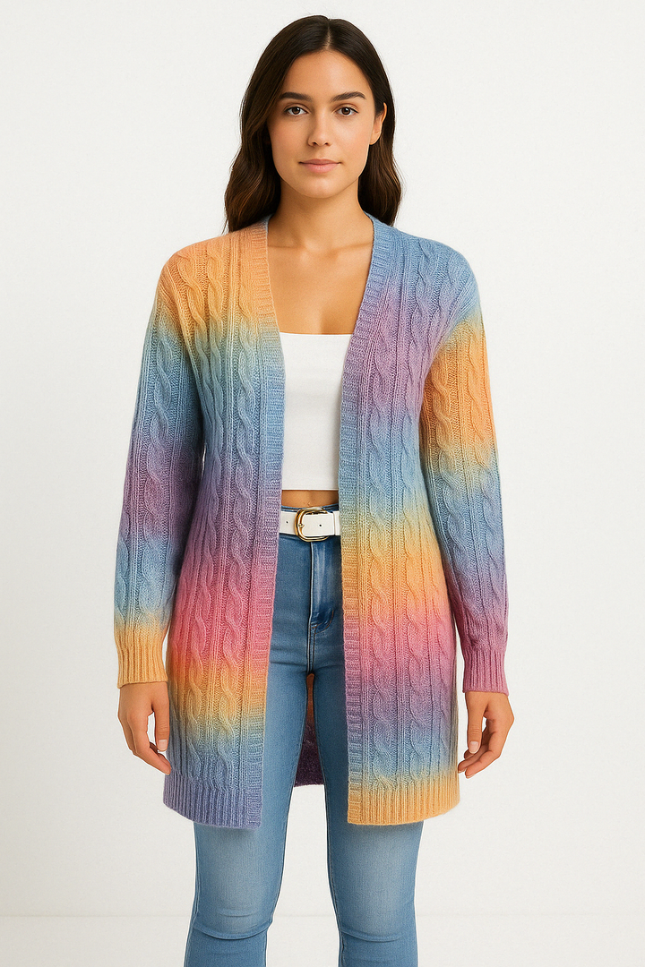 Emma | Long Cardigan Ouvert en Maille Douce Style Duster