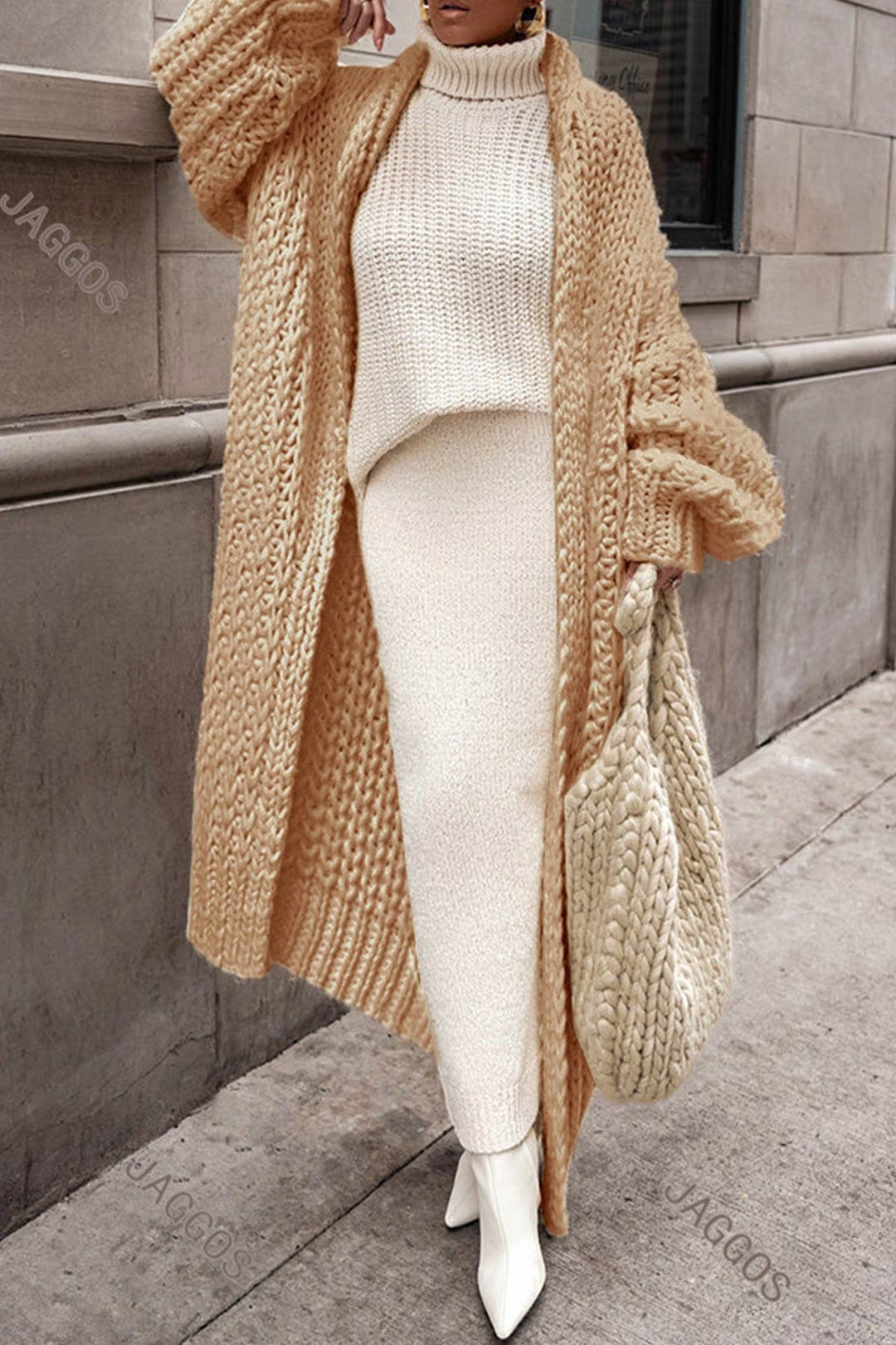 Geneviève | Long Cardigan Élégant en Maille à Col Ouvert