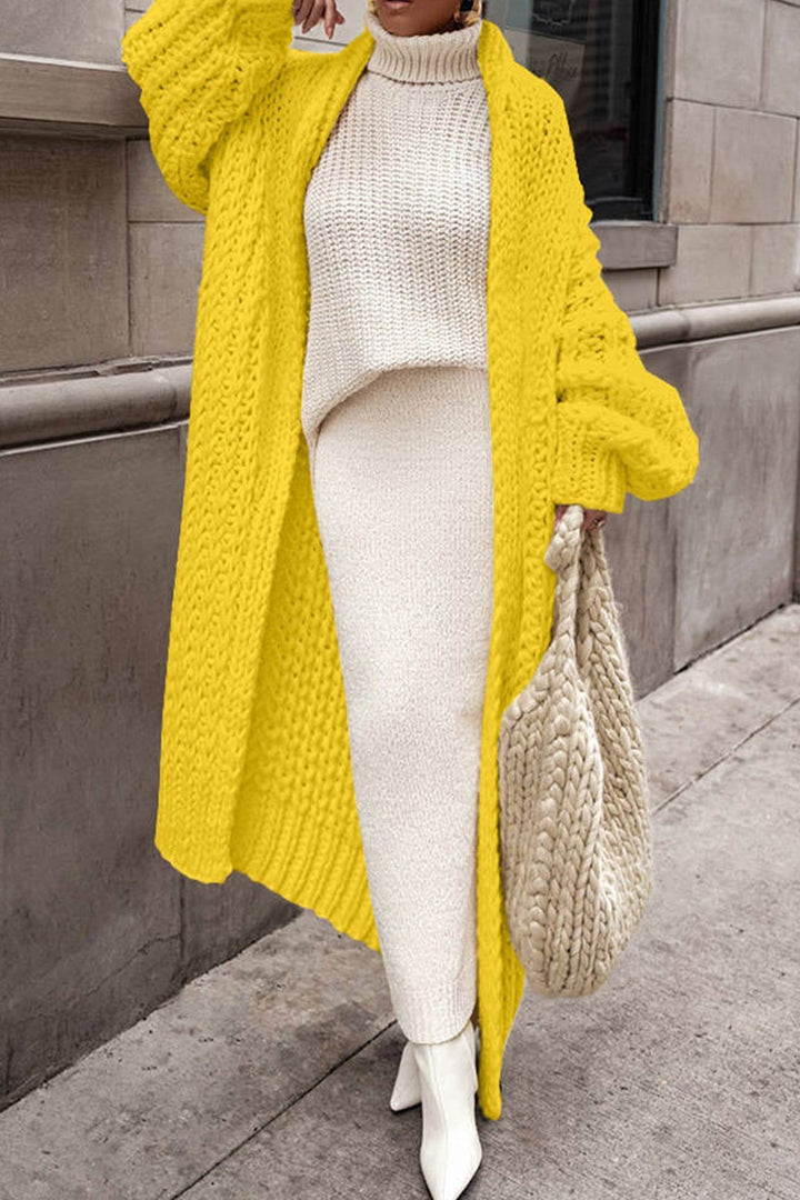 Geneviève | Long Cardigan Élégant en Maille à Col Ouvert