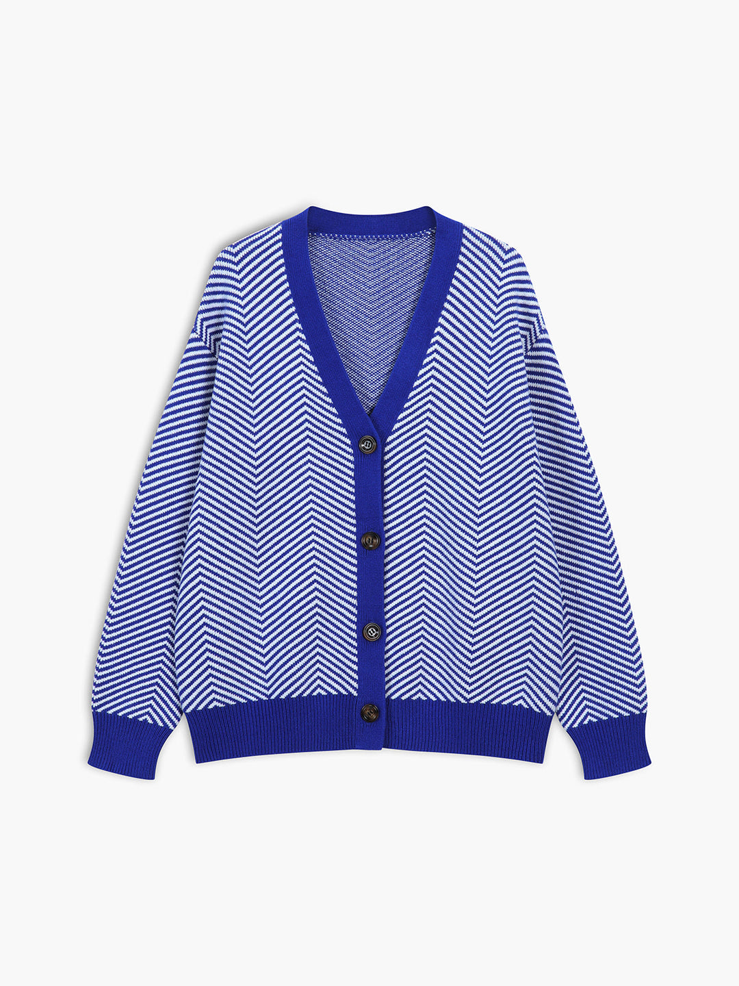 Célestine | Cardigan à Motif Chevron avec Boutons Contrastants
