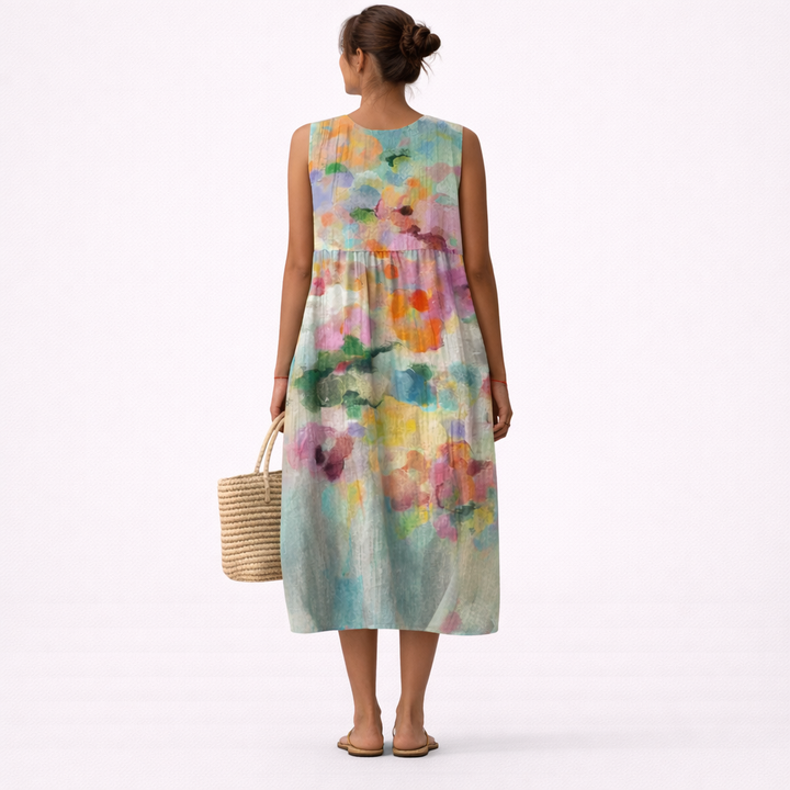 Carla - Robe Midi Multicolore Élégante