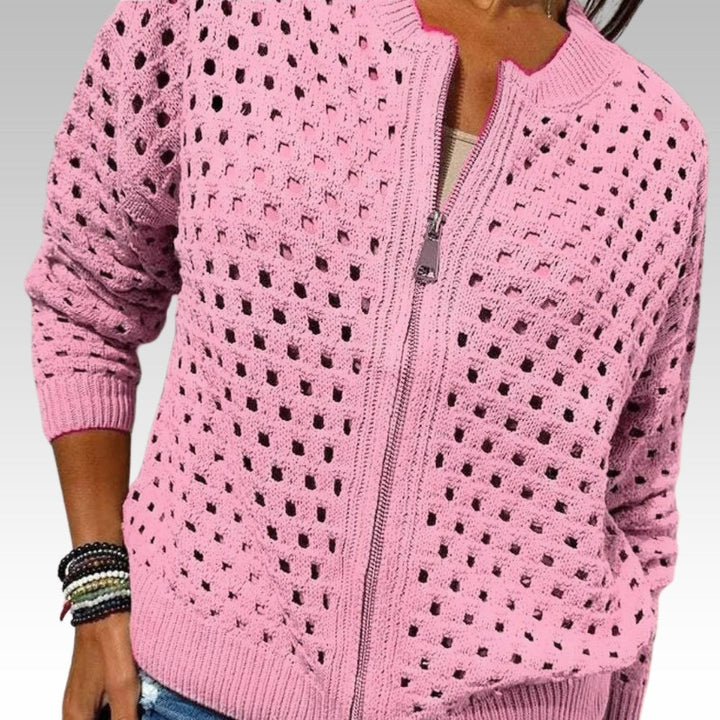 Sylvie | Cardigan en Maille Ajourée, Élégant et Respirant