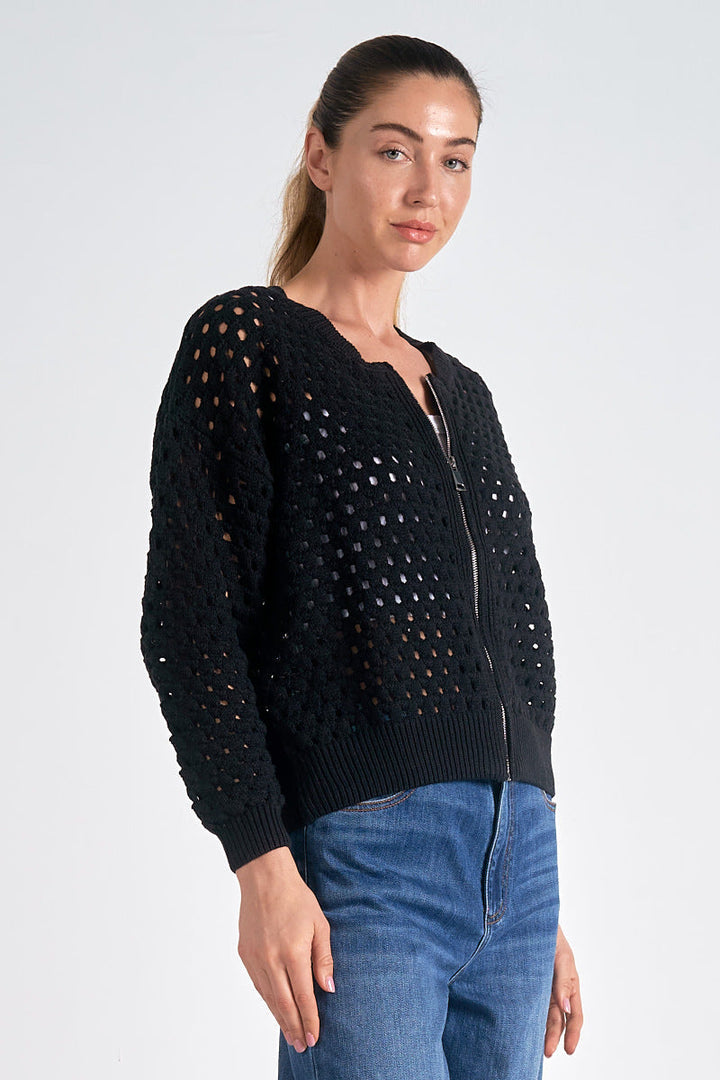 Sylvie | Cardigan en Maille Ajourée, Élégant et Respirant
