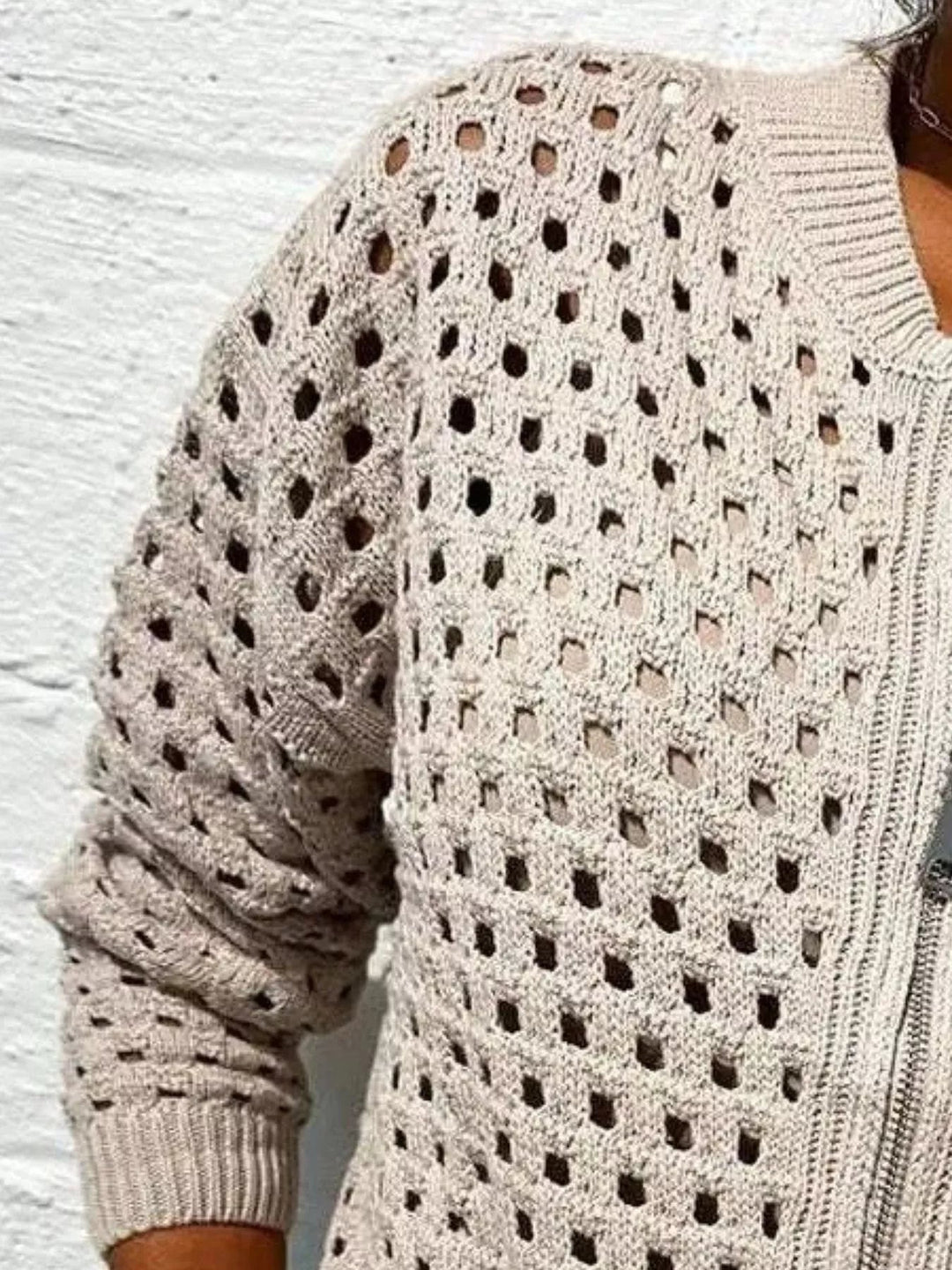 Sylvie | Cardigan en Maille Ajourée, Élégant et Respirant