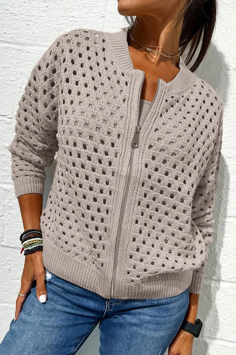 Sylvie | Cardigan en Maille Ajourée, Élégant et Respirant