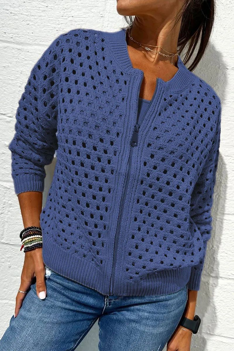 Sylvie | Cardigan en Maille Ajourée, Élégant et Respirant