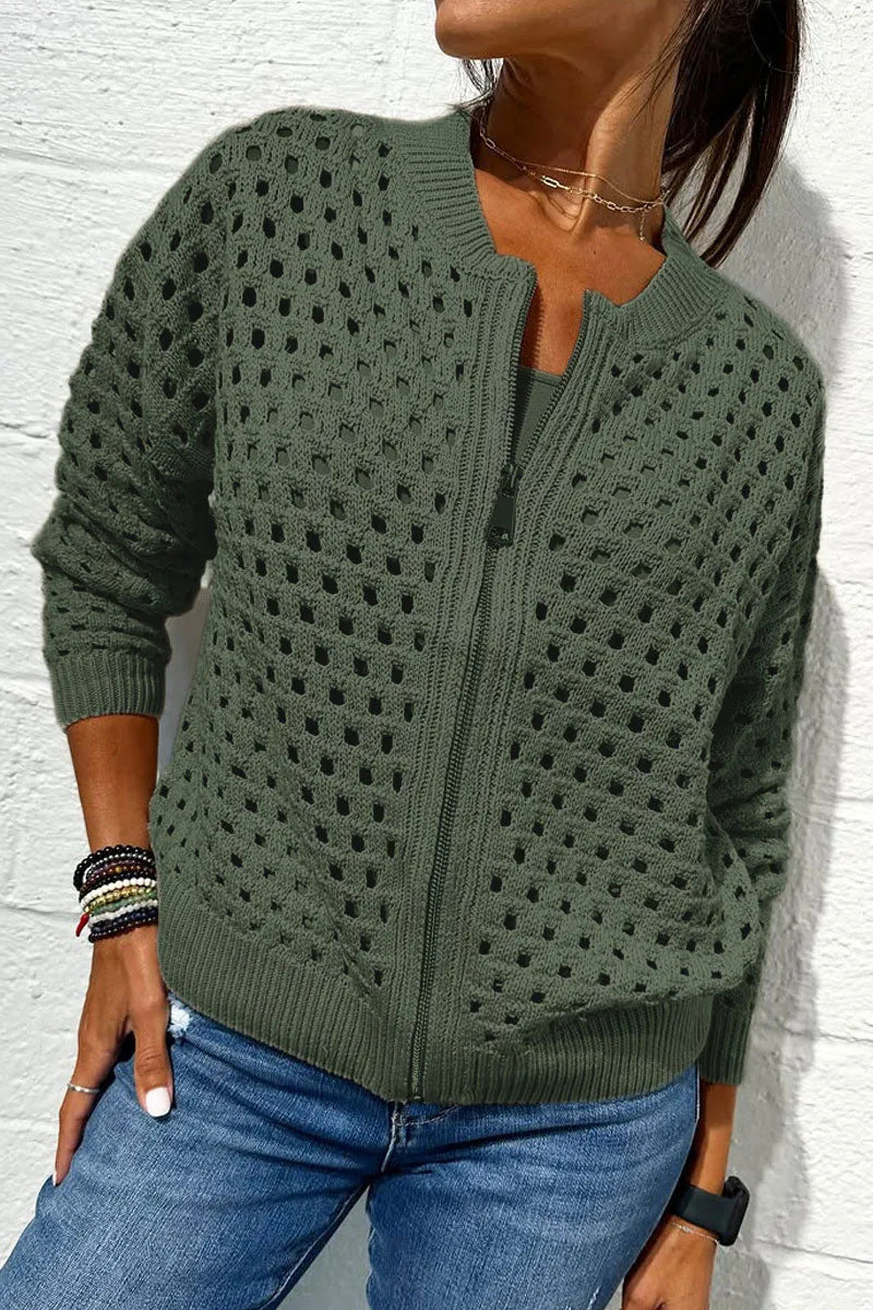 Sylvie | Cardigan en Maille Ajourée, Élégant et Respirant