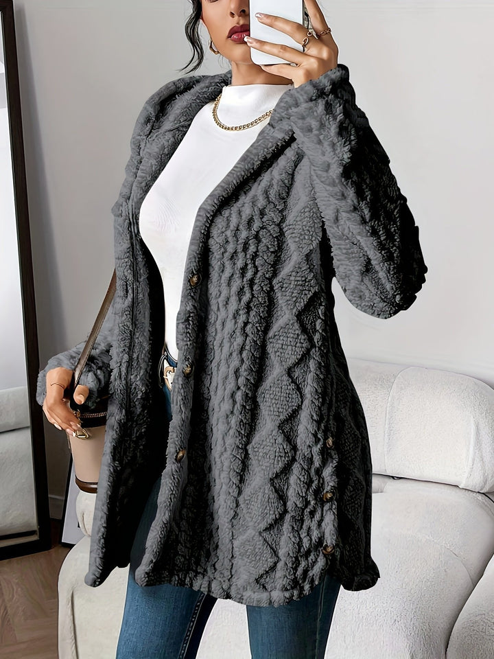 Hélène | Long Cardigan Duveteux à Capuche