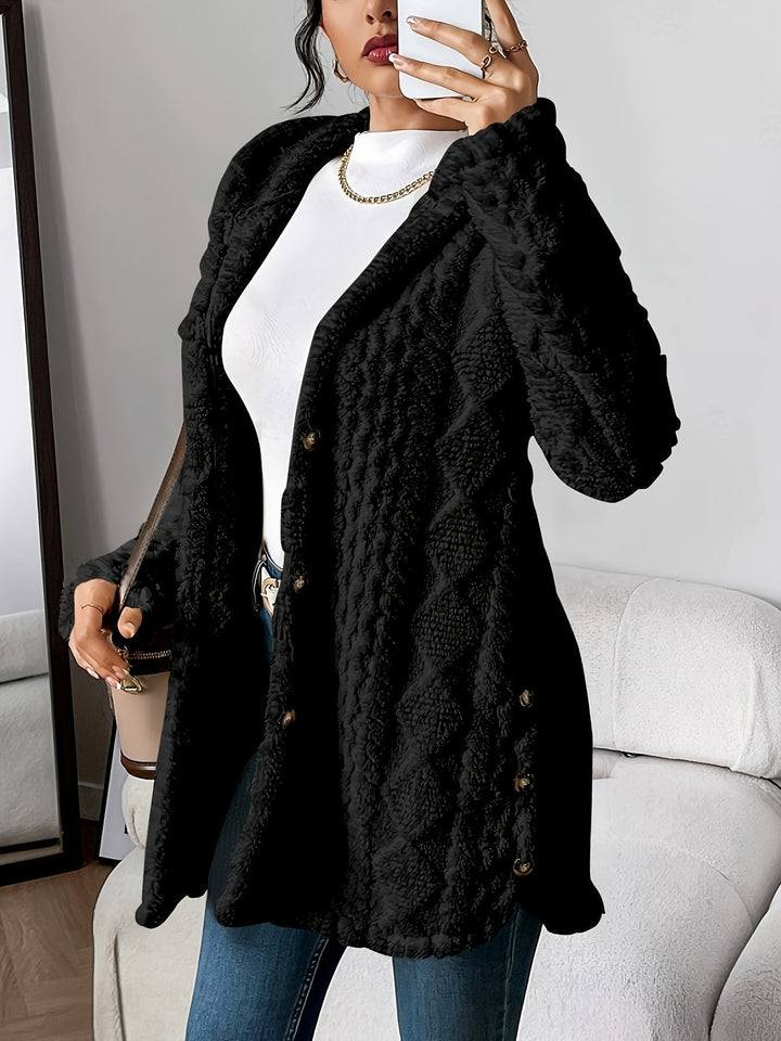 Hélène | Long Cardigan Duveteux à Capuche