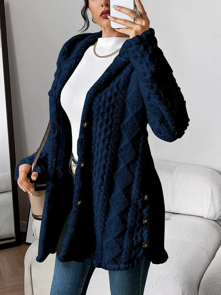 Hélène | Long Cardigan Duveteux à Capuche