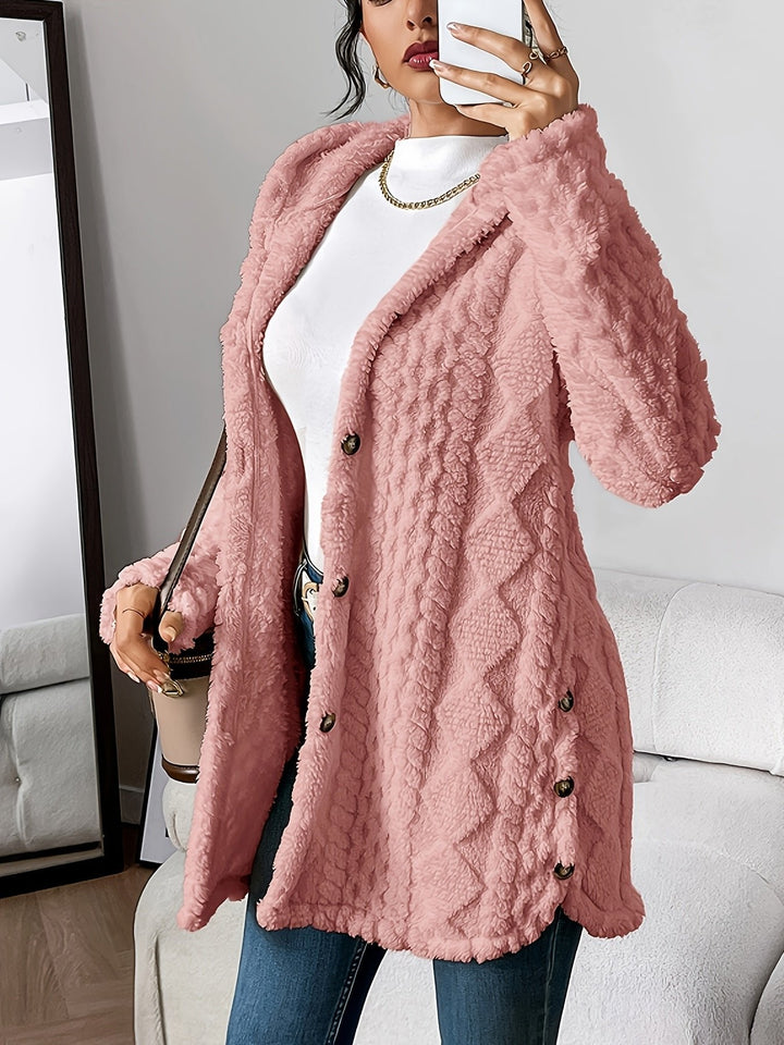 Hélène | Long Cardigan Duveteux à Capuche