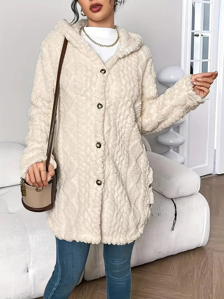 Hélène | Long Cardigan Duveteux à Capuche