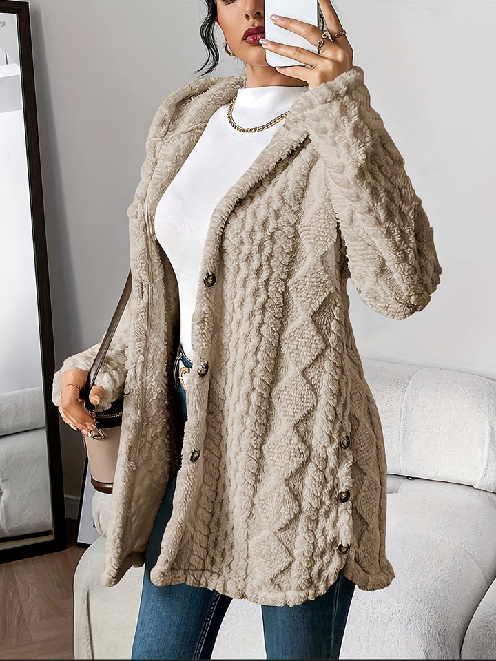 Hélène | Long Cardigan Duveteux à Capuche