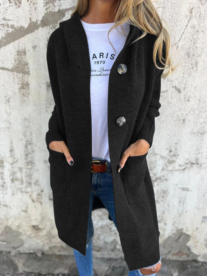 Nadia | Long Cardigan en Maille Boutonné