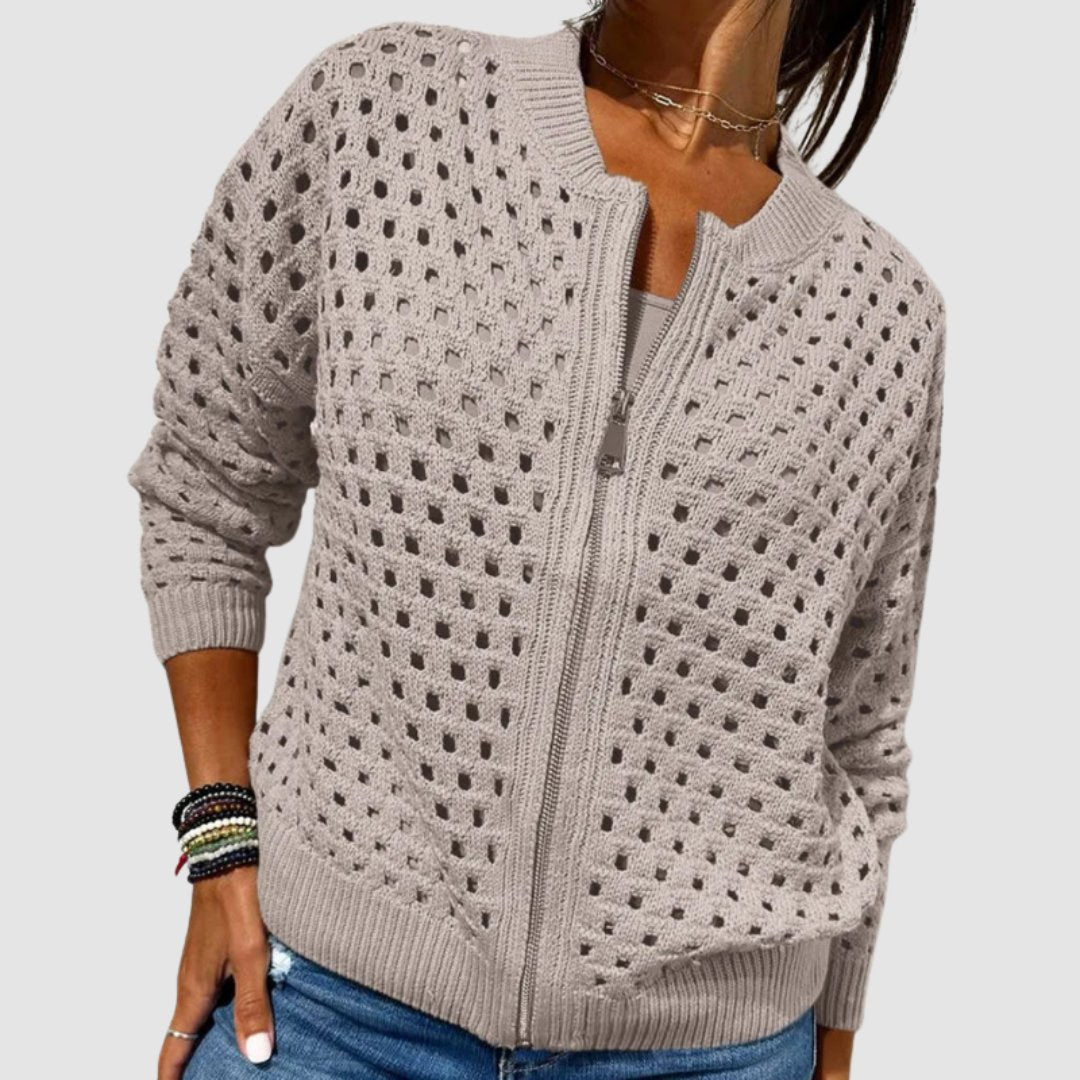 Alice | Cardigan Zippé, Ample, Respirant et Douillet