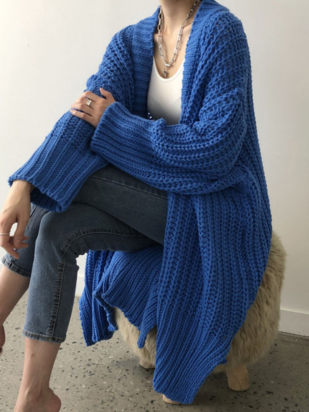 Agnès | Cardigan Oversize en Maille Ajourée