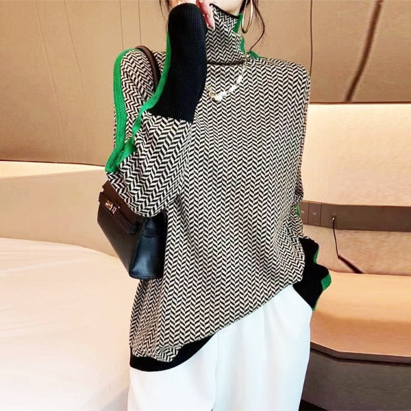 Fanny – Col roulé luxe motif chevron