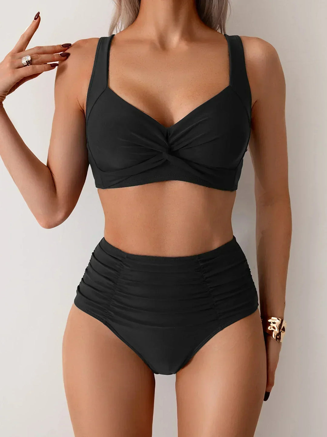 Marta - Bikini Bandeau en Tissu Froncé