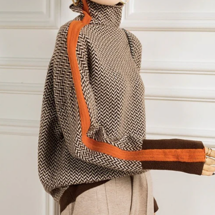 Fanny – Col roulé luxe motif chevron