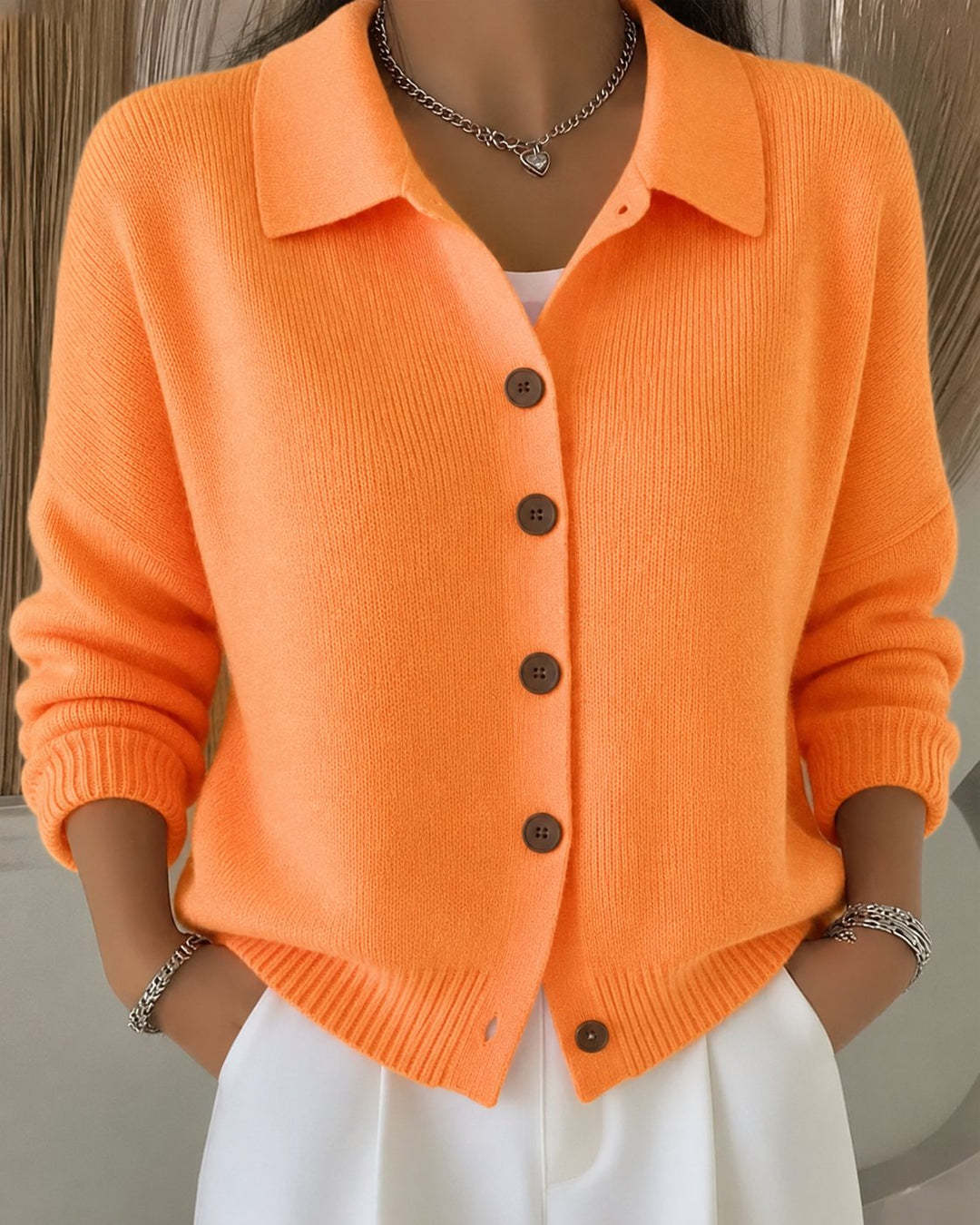 Ève | Cardigan en Maille Chaud et Confortable à Col