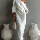Mélanie - Robe maxi asymétrique, élégante et fluide