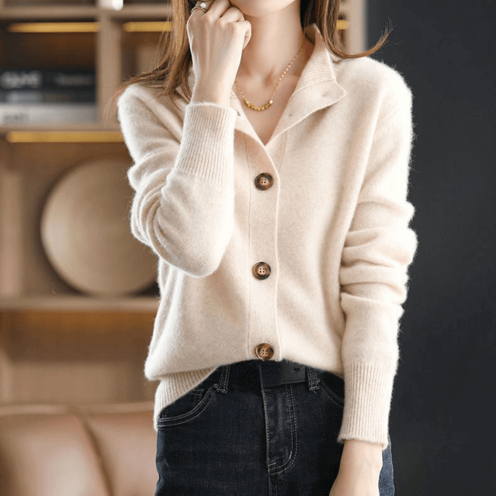 Madeleine | Cardigan en Maille Élégant à Col Ouvert pour Femme