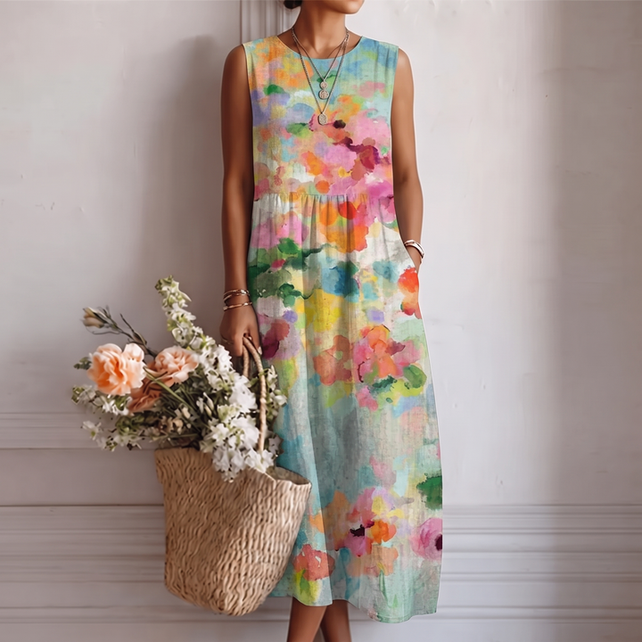 Carla - Robe Midi Multicolore Élégante