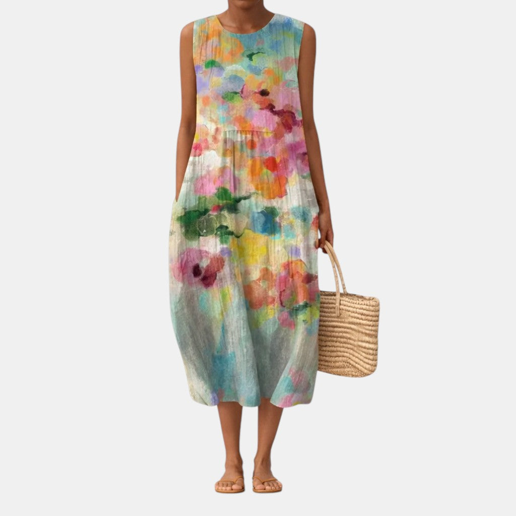 Carla - Robe Midi Multicolore Élégante
